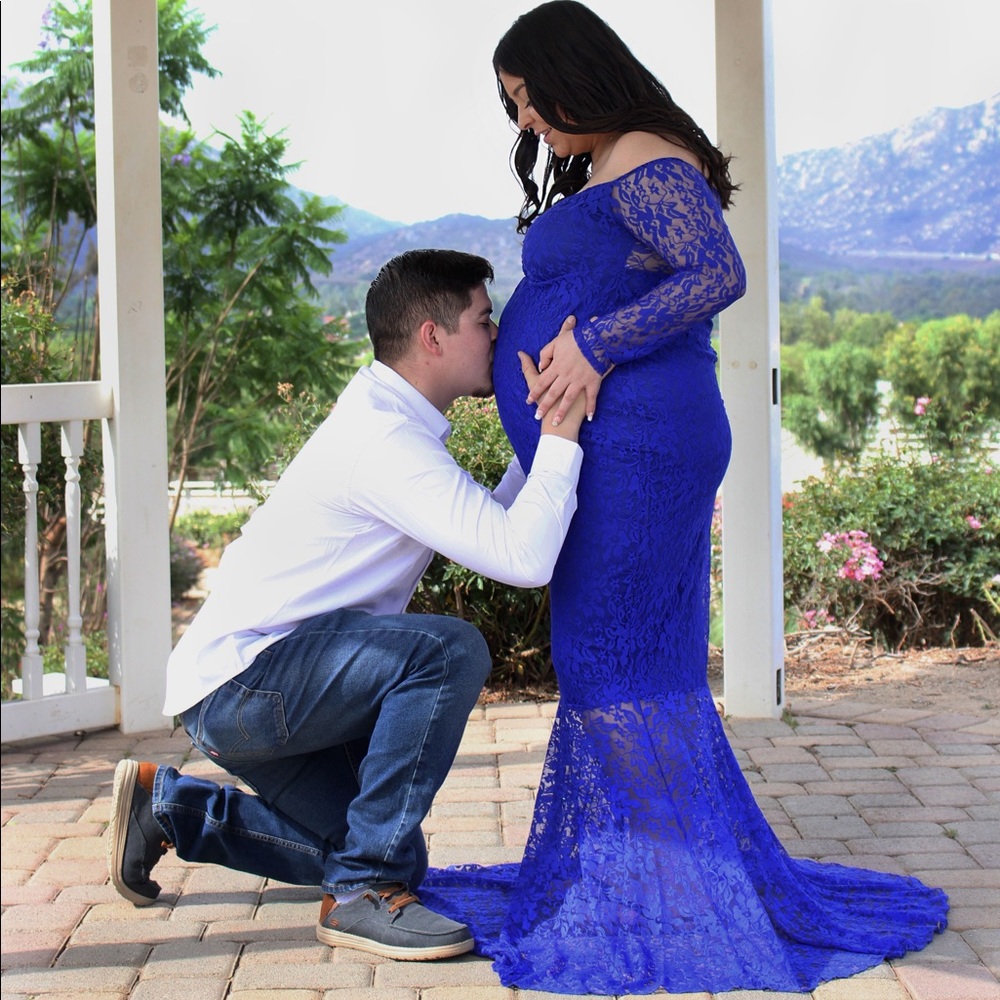 Beautiful royal blue maternity dress